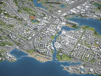 Tampere - 3D City Model Low-poly 3D model