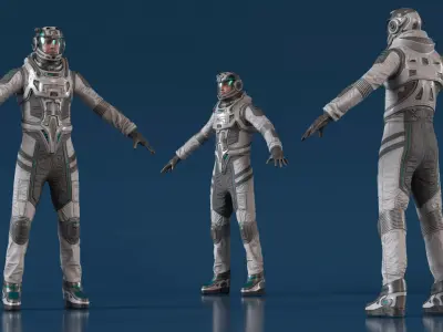  Futuristic Astronaut with Transparent Visor 