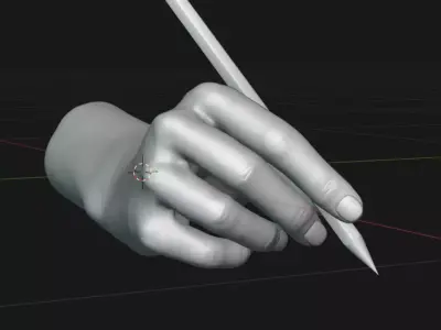 Artist Mannequin Hand Holding Pencil 3D model
