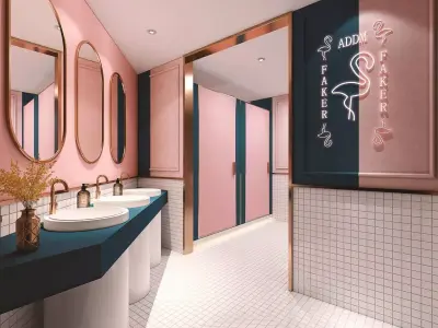 Complete Modern Bathroom 3D Model Set Low-poly 3D model