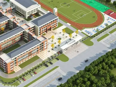 Modern School Campus 3D model