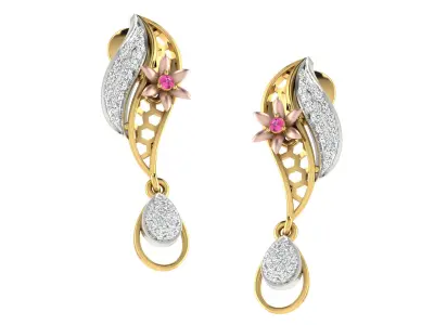 Women Pendant Earring Sets 3dm STL OBJ FBX Renders Details 3D print model 20