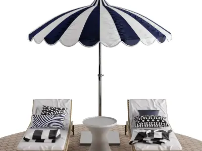 Beach lounge outdoor set 4 3D model