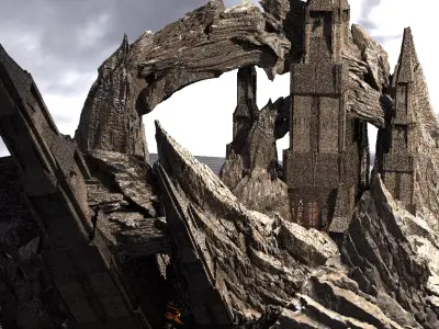 Castle Vlad Sharp Cliffs Kitbash 3D model
