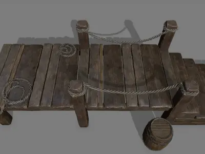 wooden pier Low-poly 3D model