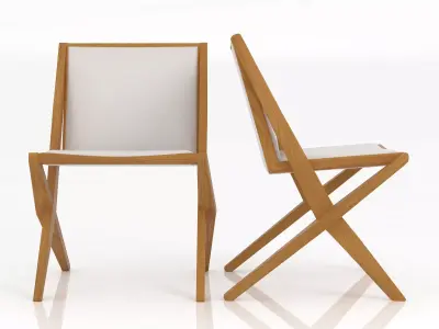 Luiza wooden chair with seat and back 3D model