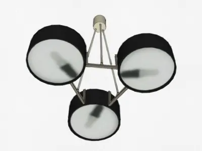 Bruno Gatta Black Metal and Opaline Glass Chandelier  3D model
