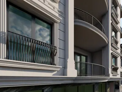 Appartment Building Facade Revit detailed model and FBX file 3D model