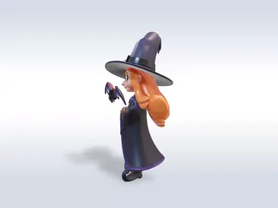 Adorable Witch Halloween Character 3D Model 3D model buy