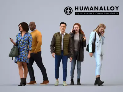 Basics0354 - A set containing 5 models of male and female 3D model