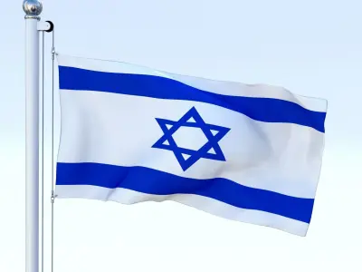 Animated Israel Flag Low-poly 3D model