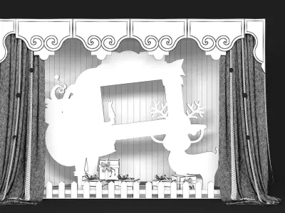 Merry Christmas and Happy New Year Background Scene Set 3D model