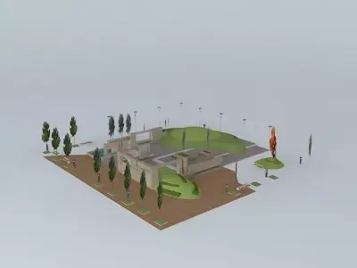Urban Park with THORN Light Fittings Free 3D model