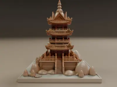 chinese temple 3D print model purchase