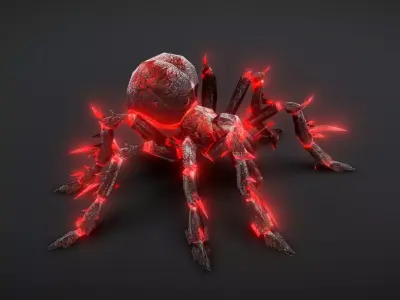 Black Spider Full Animation Low-poly 3D model purchase