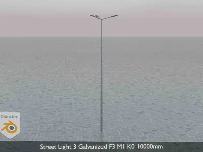 Street Light 3 Galvanized F3 M1 K0 10000mm Low-poly 3D model