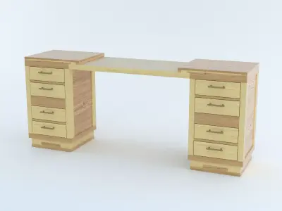 table wooden desk with drawers 3D model