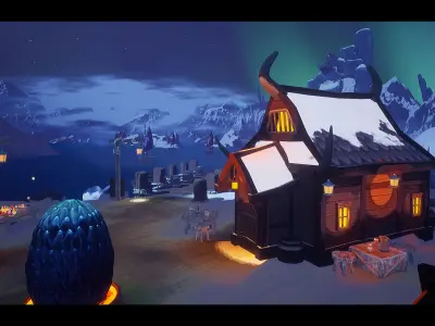 Stylized Ice Dragon Village - UE5 Low-poly 3D model