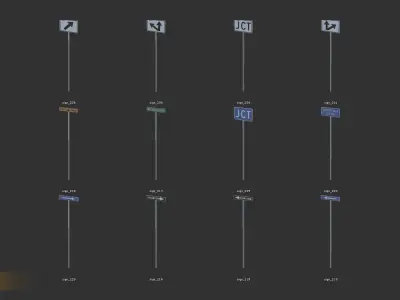 Road sign - Big pack Low-poly 3D model