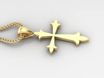 Light Gold 18K Cross Pendant 1CP002 3D print model