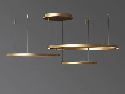 Art Deco Small and Large Hoops Led Ring Chandelier 3D model