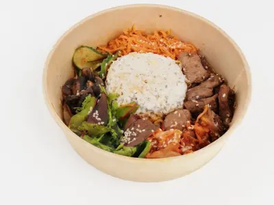 Bibimbap Korean rice dish Poke bowl lunch with rice beef cabbage 3D model