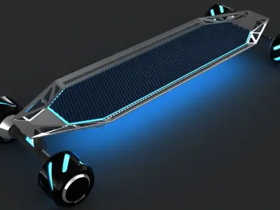 Skateboard futuristic with lights 3D model