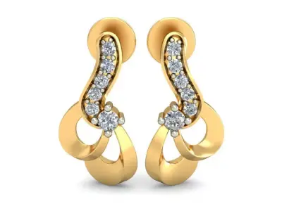 Earring 3dm STL OBJ FBX Render Details pair of diamond earrin... 3D print model