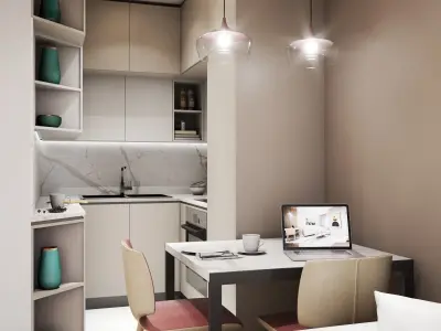 Living Room - Kitchen and bedroom 3D model