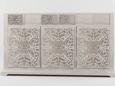 Sideboard with 3 doors in Mango wood Free 3D model