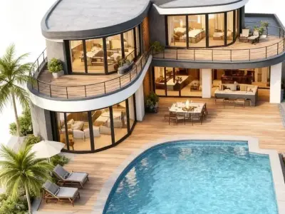 Luxury Curved Villa Architectural 3D Model 3D model purchase