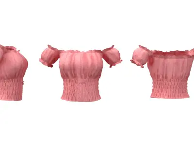 Off Shoulder Pheasant Top Low-poly 3D model