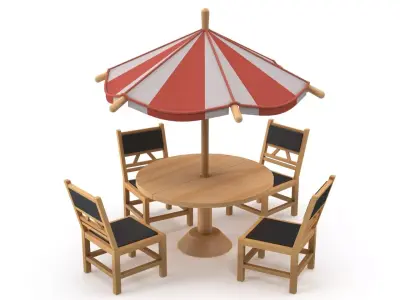 Table and stools 3D model