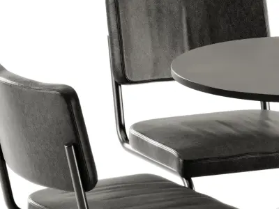 Casual Round 70 Table by Bene and Chair S 32 PV by Thonet 3D model