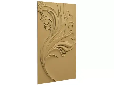 Modern Abstract Floral Wall Decor Set STL Mural CNC 392 3D model