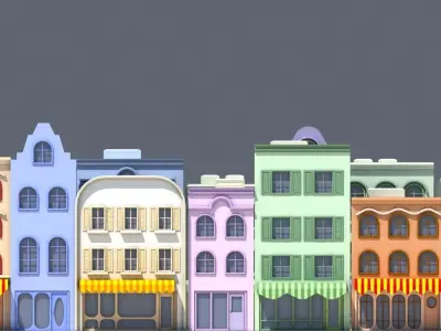Cartoon Buildings 3D model purchase