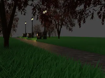  Scene in the park PBR HighPoly 3D model