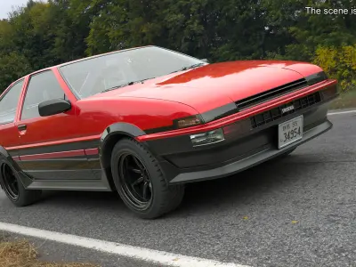  Toyota Sprinter Trueno AE86 Red Rigged for Maya 