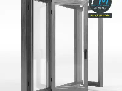 3 panels large window 3D model