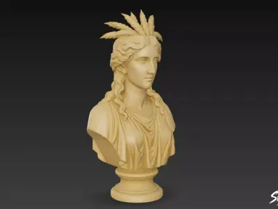 Greek God Dionysus Bust Low-poly 3D model