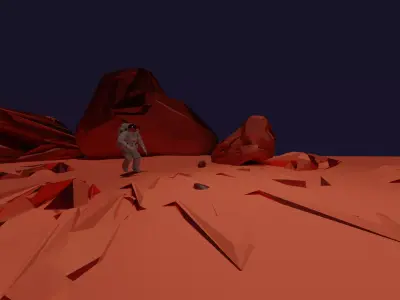 Mars Terrain and Astronaut Animation 3D model