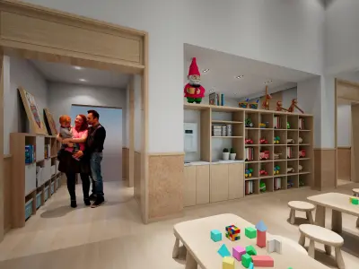 Modern kindergarten activity room Low-poly 3D model