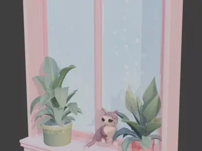 Lo-Fi Bedroom Window 3D Model V03 Low-poly 3D model