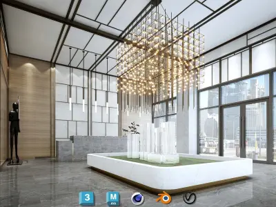 Contemporary Sales Office Environment - Full Scene for ArchViz Low-poly 3D model