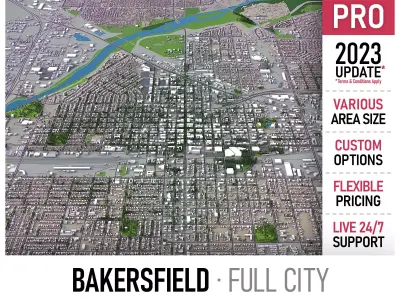 Bakersfield - 3D City Model Low-poly 3D model