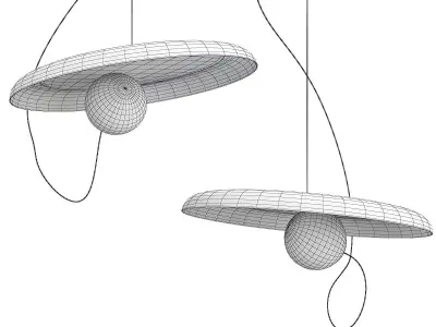 MARGOTT pendant light with two balls hanging from it Low-poly 3D model