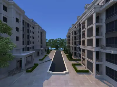 Residential Complex with Greenery 3D model