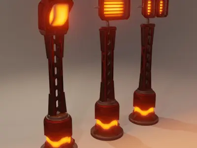 Sci-fi street lamp Low-poly 3D model
