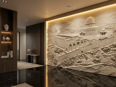Al-Aqsa Dome of the Rock Relief STL Model for CNC Router 333 3D model