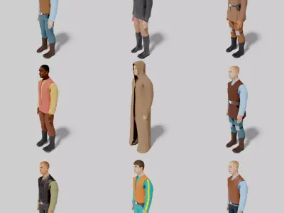 Sci-Fi Character Collection- rigged and animated Low-poly 3D model
